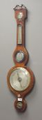 19th century mahogany five dial wheel barometer, swan neck pediment,