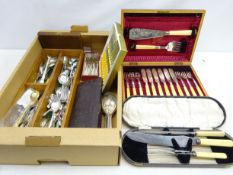 Edwardian cased set of six fish knives and forks with servers, Victorian carving set & servers,