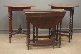 Edwardian octagonal centre table turned supports and stretchers, (W65cm, H73cm),