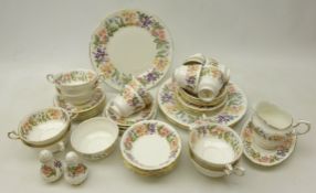 Paragon 'Country Lane' dinner and tea ware decorated with floral and gilt borders on white ground,