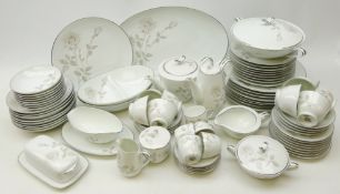 Comprehensive Noritake 'Melrose' pattern dinner and tea service for eight persons with six coffee