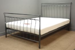 Serene Elizabeth 4'6" titanium grey finish metal double bed, W141cm, H113cm,