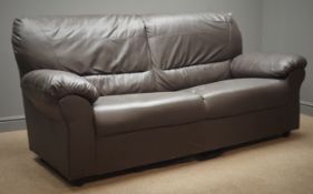 Three seat brown leather sofa and matching two seat sofa,
