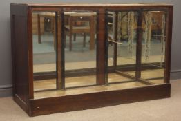 Late 19th century haberdashery shop display cabinet, glazed top and front, mirrored interior,