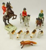 Beswick hunting group comprising Huntsman on rearing horse no.