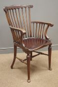 Early 20th century armchair, shaped and carved cresting rail,