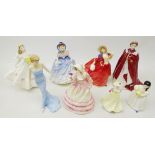 Four Royal Doulton figures 'Alice', 'Diana Princess of Wales', 'Autumn Breezes' and 'Mandy',