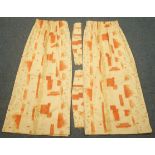 Pair beige curtains with orange patterns, Drop - 134cm,
