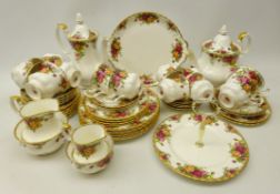 Royal Albert 'Old Country Roses' tea and coffee service comprising teapot, six tea cups & saucers,