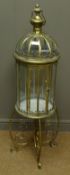 Bronze finish classical style dome top glass lantern with carrying handle and stand, H110cm incl.