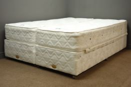 Beevers 5' divan bed split into two with joining mattresses, W80cm, H65cm,