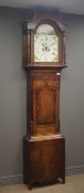 19th century oak long case clock, painted dial, eight day movement, 'Walton Crawford, Scarborough',