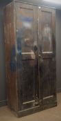 Rustic pine double locker, two panelled doors, plinth base, painted finish, W92cm, H198cm,