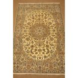 Nain ivory fine ground rug, central medallion,