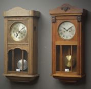 Large early 20th century oak cased wall clock,