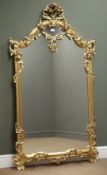 Large French style mirror in ornate gilt frame decorated with flowers, W89cm,