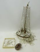 Early 20th century three tier chandelier with faceted glass drops and gilt metal frame,