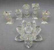 Swarovski crystal candle holders, one in the form of a Water Lily D13cm,