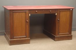 19th century mahogany desk/pedestal cupboards, leather top,