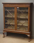 Early 20th century mahogany display cabinet, two astragal glazed doors enclosing three shelves,