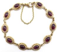 9ct gold cabochon amethyst bracelet,