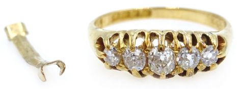 18ct gold five stone graduating diamond ring,