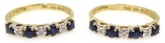 Two diamond and sapphire rings stamped 10ct Condition Report 3gm