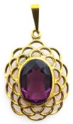 9ct gold amethyst pendant Condition Report 4cm overall