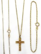 9ct gold cross pendant necklace,