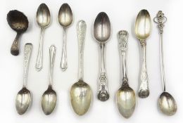 Eight silver Georgian and later spoons,