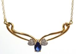 9ct gold sapphire and diamond pendant necklace,