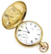 Waltham 9ct gold hunter pocket watch Condition Report 92.