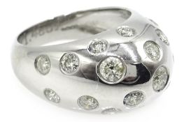 Platinum and diamond dome ring hallmarked diamonds 1.