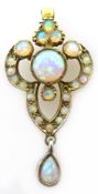 Silver-gilt (tested) opal pendant