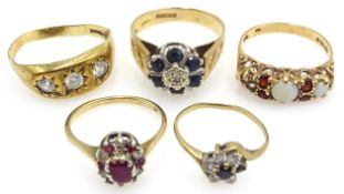Two sapphire and diamond cluster rings,