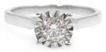 18ct white gold single stone diamond ring, stamped 750, diamond 0.