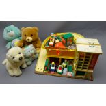 Fisher Price garage with vehicles and figures,