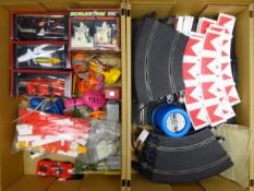 Collection of Scalextric including three boxed and five loose racing and rally cars,