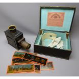 Ernst Plank magic lantern with black japanned body,