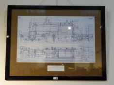 Colour print of a cross-sectional drawing of a Midland Railway 4-4-0 steam locomotive built by