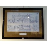 Colour print of a cross-sectional drawing of a Midland Railway 4-4-0 steam locomotive built by