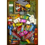 Quantity of unboxed and playworn die-cast models including tractors and farm machinery by Dinky,