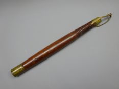 Georgian mahogany Truncheon, ribbed grip with brass mounts and leather hanging loop, L41.