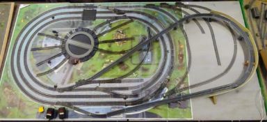 'OO' gauge model railway layout with central electrically operated turntable surrounded by