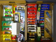 Fifty-four die-cast models by Corgi, Lledo, Matchbox, Burago etc including racing,