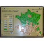 Wall mounting sectional plastic plan of French Regional Post Offices,