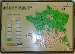 Wall mounting sectional plastic plan of French Regional Post Offices,