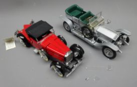 Two Franklin Mint 1:24 scale die cast Precision Models: Silver Plated 1907 Rolls Royce Silver Ghost