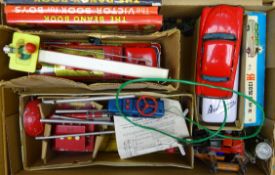 Nulli-Secundus Remote Control Helicopter, Japanese tin-plate fire engine and ambulance, all boxed,