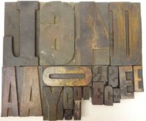 Twenty vintage wooden printing blocks,